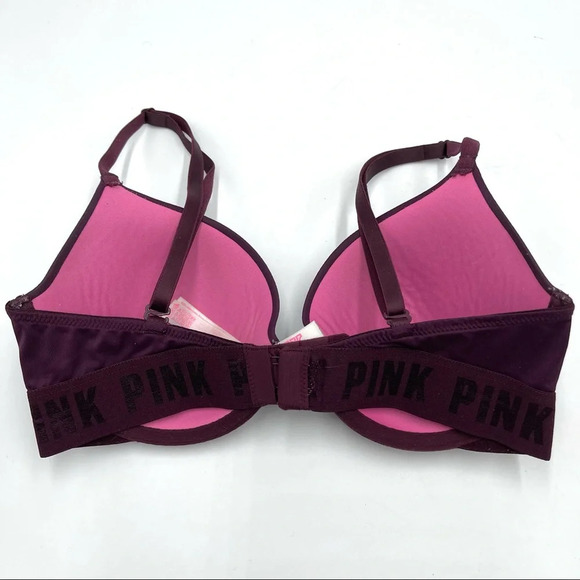 Victorias Secret PINK purple wear everywhere t-shirt lightly lined bra 32D - Picture 3 of 6